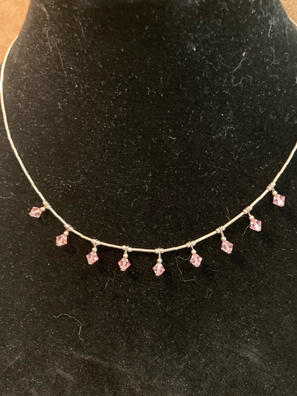 Sterling Silver and pink crystal necklace
